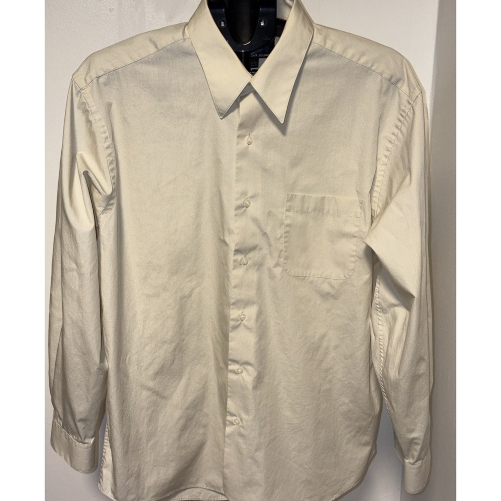 Alexander Julian Colours Mens Beige Button Down Dress Shirt Large 16-16.5, 34/35